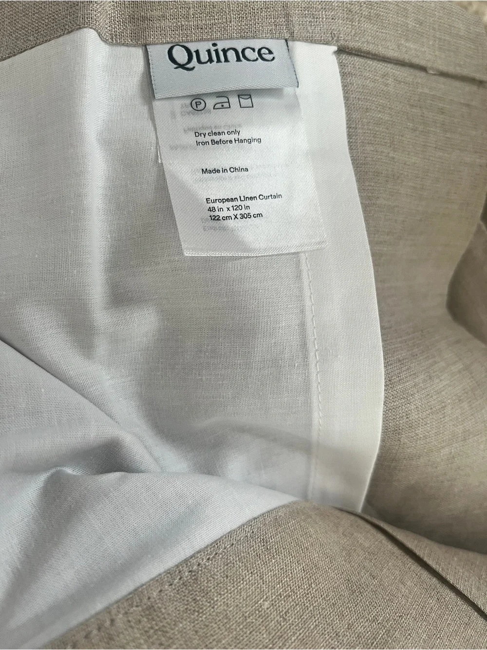 Quince European Linen Curtain Panel in Dark Flax- Light filtering